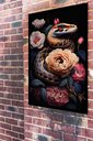 Ver imagem 1 de Quadro Decorativo Cobra com Flores - 70x50cm:moldura Branca