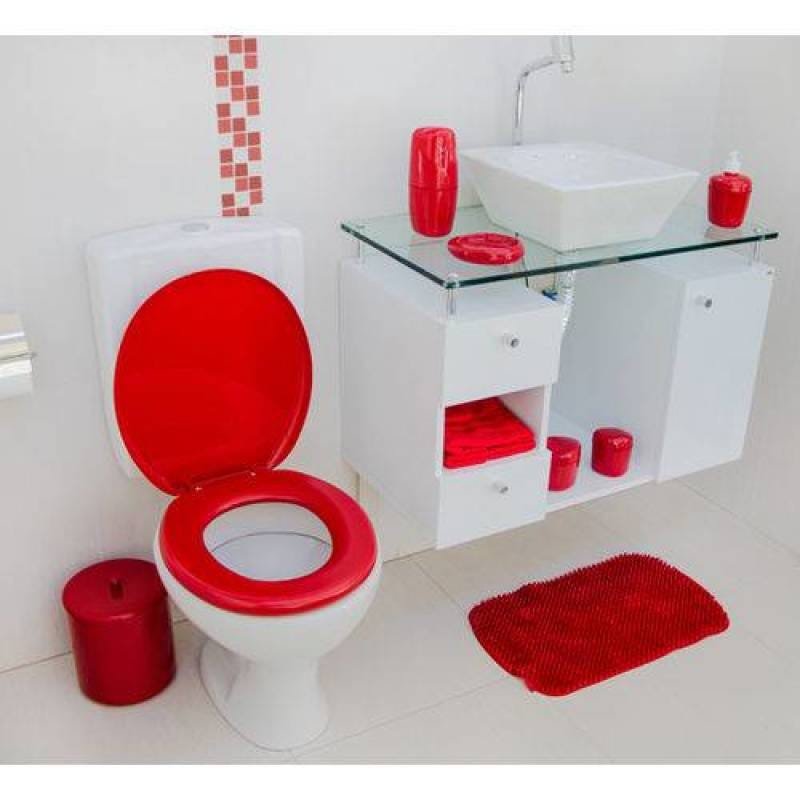Assento Sanitário Almofadado Banheiro Oval Vermelho Astra