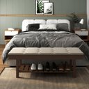 Ver imagem 2 de Banco em Madeira Almofadado com Sapateira Bege Linho