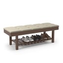 Ver imagem 5 de Banco em Madeira Almofadado com Sapateira Bege Linho