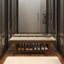 Ver imagem 3 de Banco em Madeira Almofadado com Sapateira Bege Linho