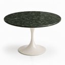Ver imagem 1 de Mesa de Jantar Saarinen Redonda 80 cm Tampo Mármore Verde Guatemala Base Laca Branca