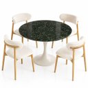 Ver imagem 3 de Mesa de Jantar Saarinen Redonda 80 cm Tampo Mármore Verde Guatemala Base Laca Branca