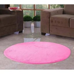 Tapete Redondo Liso para Quarto e Sala Tecido de Pelúcia 1,10M - Rosa - 2
