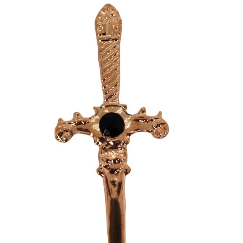 Adaga Cigana em Metal Cobre Brilhante 15 cm Pedra Preta - 2