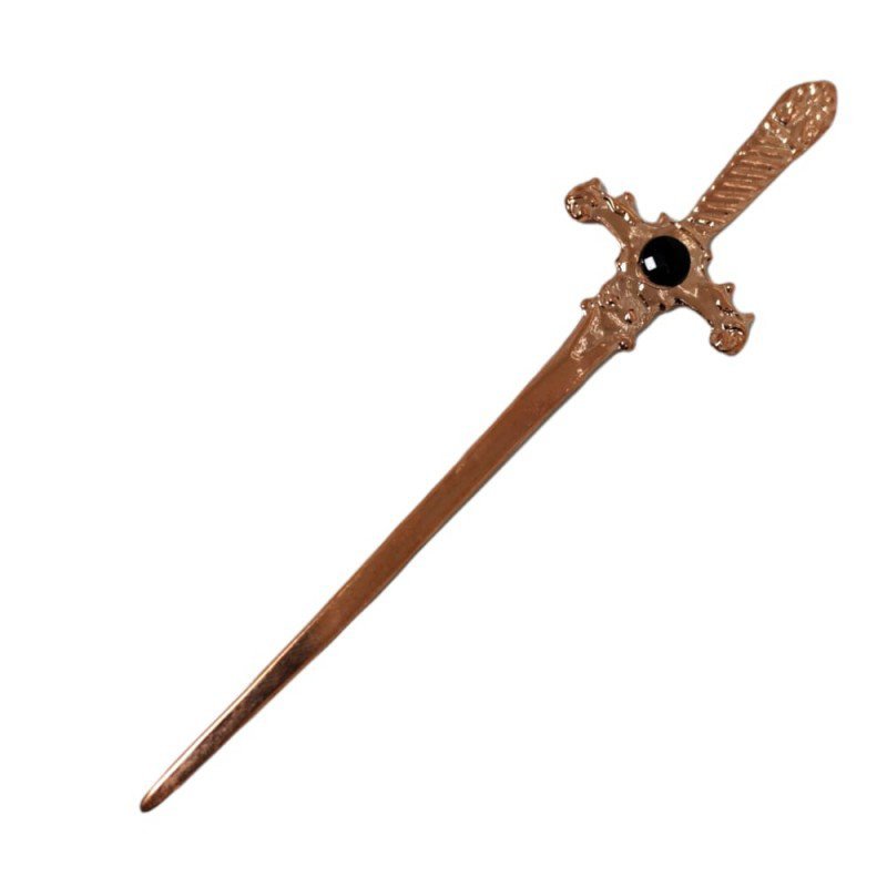 Adaga Cigana em Metal Cobre Brilhante 15 cm Pedra Preta - 1