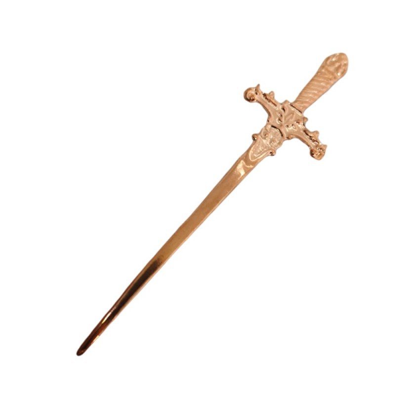 Adaga Cigana em Metal Cobre Brilhante 15 cm Pedra Preta - 3