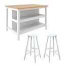 Ver imagem 1 de Ilha Cozinha + 2 Banquetas Ditália 2 Pratel. Branco CD-1019
