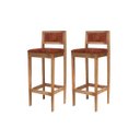 Ver imagem 2 de Kit 2 Banquetas Madeira Mel Pub Encosto Assento Sintetico:Mel com Sintetico Whisky