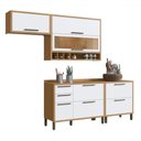 Ver imagem 1 de Armário de Cozinha Modulada com Balcão e Tampo 6 Portas 4 Gavetas Ágata 100% Mdf Vidro Reflecta Amên