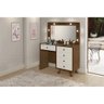 Penteadeira Camarim Luxo Luna com 4 Gavetas e Porta Obejetos Tampo de Vidro com Led Malbec/off White - 1