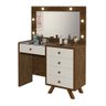 Penteadeira Camarim Luxo Luna com 4 Gavetas e Porta Obejetos Tampo de Vidro com Led Malbec/off White - 2