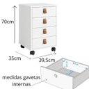 Ver imagem 5 de Gaveteiro com Rodinha Quarto Escritório 4 Gavetas Multiuso:branco