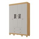 Ver imagem 2 de Guarda-roupa Infantil 122cm com Vidro 4 Portas e 2 Gavetas Ternura Multimóveis Mp4478 Madeirado/off