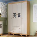 Ver imagem 1 de Guarda-roupa Infantil 122cm com Vidro 4 Portas e 2 Gavetas Ternura Multimóveis Mp4478 Madeirado/off