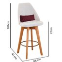 Ver imagem 3 de Banqueta Com Encosto Linho Bege Claro E Almofada Bordô