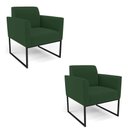 Ver imagem 1 de Kit 2 Poltronas Base Industrial Preto Marisa Veludo Verde D03 - D'Rossi