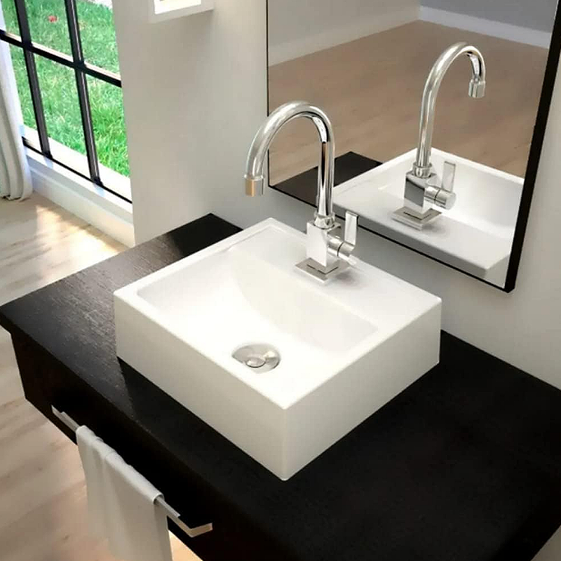 Torneira Lavatório Banheiro Quadrada B. M. Metal 4195 C-65 Casagrande Mundial - 5