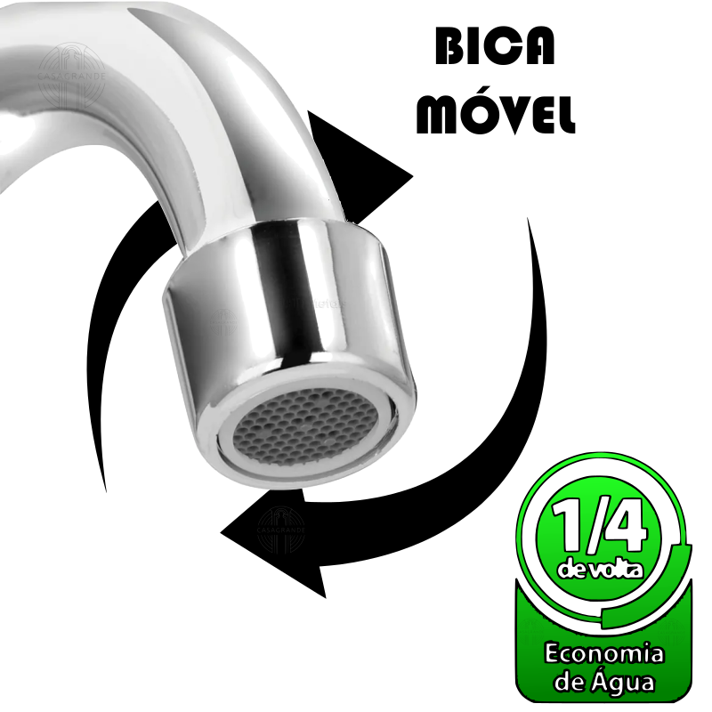 Torneira Lavatório Banheiro Quadrada B. M. Metal 4195 C-65 Casagrande Mundial - 3