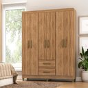 Ver imagem 2 de Guarda Roupa Casal 6 Portas 2 Gavetas Coimbra 140cm Rp1620 Cor Marrom - Fellicci Móveis