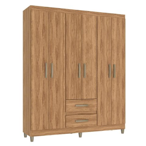 Guarda Roupa Casal 6 Portas 2 Gavetas Coimbra 140cm Rp1620 Cor Marrom - Fellicci Móveis