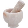 Pilão com Mortar Marmore 10x8x8cm Creme Socador de Alho - 1