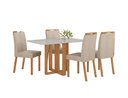 Ver imagem 1 de Conjunto Sala de Jantar Mesa Téssera 120 Tampo Vidro Off White com 4 Cadeiras Bonna - Lopas Amendoa