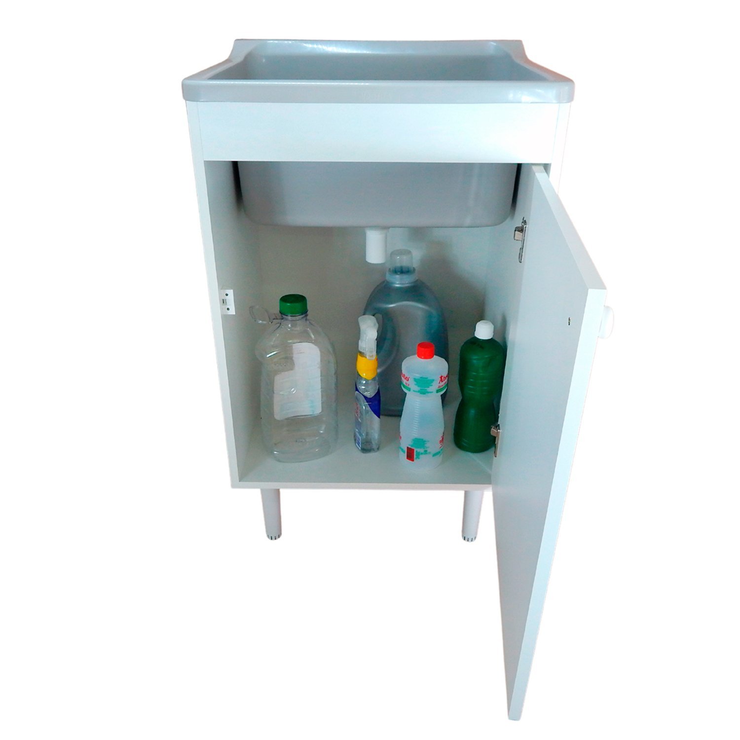 Tanque de Lavanderia 34L com Balcão MDF Entregue Montado Cor: Tanque Cinza - 5