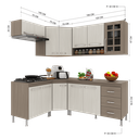 Ver imagem 5 de Armário de Cozinha Modulada Completa Fidelitá Paris 6 Peças 340cm 12 Portas 3 Gavetas com Tampo