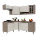 Ver imagem 2 de Armário de Cozinha Modulada Completa Fidelitá Paris 6 Peças 340cm 12 Portas 3 Gavetas com Tampo