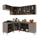 Ver imagem 3 de Armário de Cozinha Modulada Completa Fidelitá Paris 6 Peças 340cm 12 Portas 3 Gavetas com Tampo