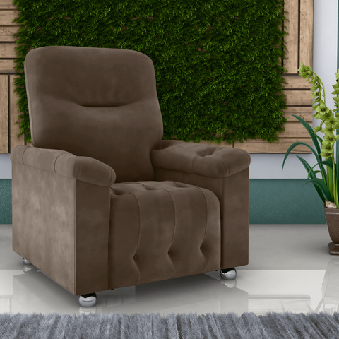 Poltrona Reclinável Verona Marrom em Veludo 83x143cm com Sistema Zero Wall