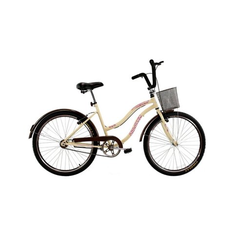 Bicicleta Aro 26 Beach Retrô Feminina Bege