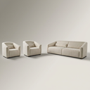 Ver imagem 1 de Conjunto Sofá 02 Lugares Living Ísis e Duas Poltronas Tecido Acquablock Pet Friendly Cru 1,90m