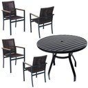 Ver imagem 1 de Jogo de Mesa Ripada 1,00m 4 Poltronas Amélia Corda Náutica para Jantar Jardim Piscina Marrom