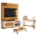 Ver imagem 1 de Estante Home Theater Axis Cinamomo Off White com Mesa de Centro Liz e Aparador Fiero Off White