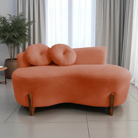 Namoradeira Sofá Feijão Lounge Orgânica Veludo Terracota