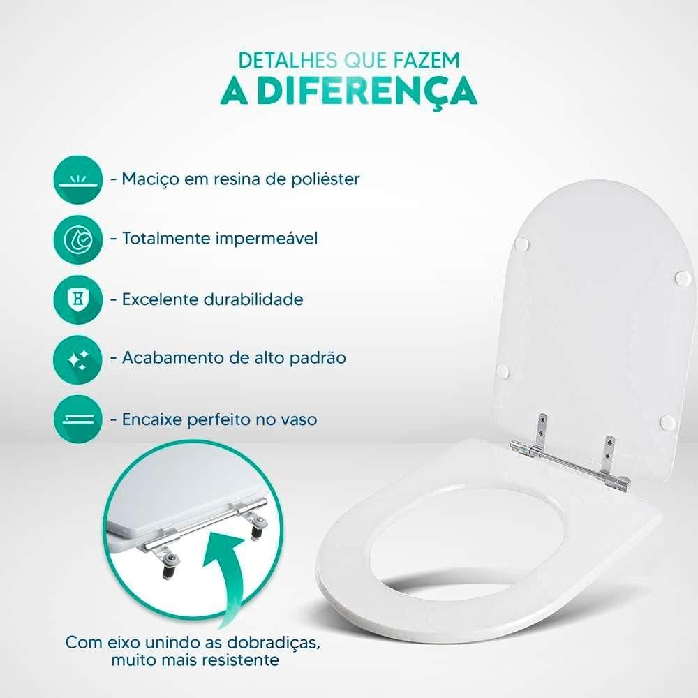 Assento Sanitário Poliester Nexo Decorado Golfinho e Conchas para Vaso Roca - 4