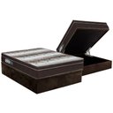Ver imagem 1 de Cama Box Baú Casal: Colchão Anatômico Ortobom Ortopédico Light + Base Crc Suede Brown(138x188)