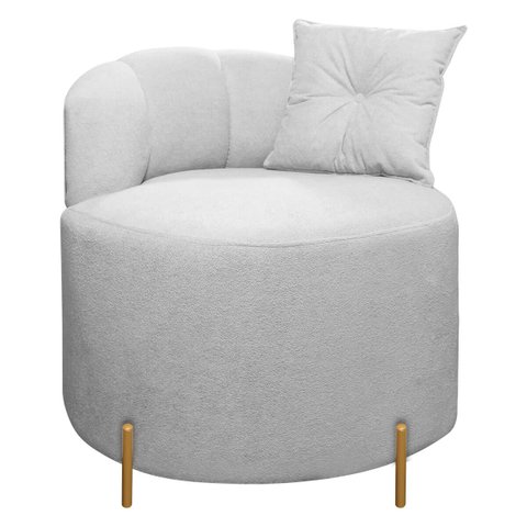 Cadeira Decorativa Orgânica Grecia com Pés em Metal Bouclê Cinza Sofa Store