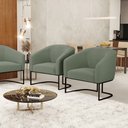 Ver imagem 2 de Poltrona para Sala Industrial Preto Kit 2 Stella Bouclê Menta D03 - D'Rossi