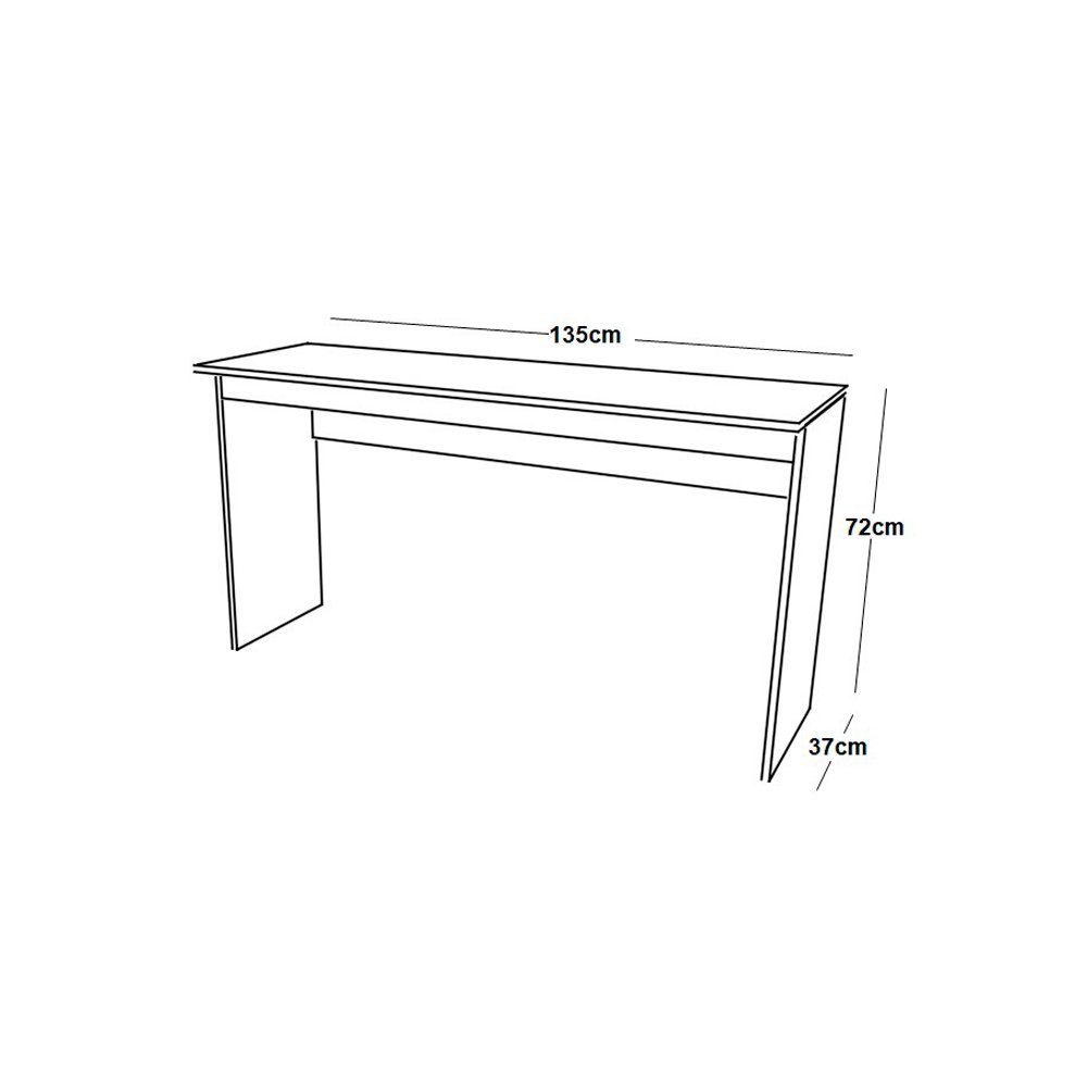 Mesa de escritório 135x44 com engrosso: Legno Salianas com branco - 2