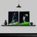 Ver imagem 2 de Kit 2 Quadros Decorativos Tenistas 24x18cm - com vidro:Madeira preta