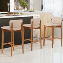 Ver imagem 2 de Kit 03 Banquetas Alta para Cozinha Sala de Jantar Bar Dara L02 Linho Bege - Lyam Decor