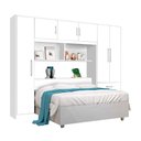 Ver imagem 2 de Guarda-roupa Modulado 6 Portas com Baú para Cama Box Casal 1,40m - Top Cancun - Branco J&a Móveis