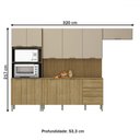 Ver imagem 4 de Armário de Cozinha com Balcão Monza 10 Portas 3 Gavetas Ripado 3d Freijó/vanilla - Pnr Móveis