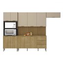 Ver imagem 2 de Armário de Cozinha com Balcão Monza 10 Portas 3 Gavetas Ripado 3d Freijó/vanilla - Pnr Móveis