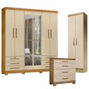 Ver imagem 1 de Guarda Roupa Casal Londres com Espelho com Cômoda 4 Gavetas New e Armário Multiuso New Egito