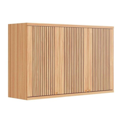 Armário Aéreo P/ Cozinha Sauvignon C/ 3 Portas Ripadas 120cm Amendoa - Ronipa