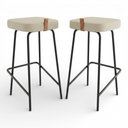 Ver imagem 1 de Kit 02 Banquetas Altas Cozinha e Área Gourmet Vik Estofada Linho Bege - Desk Design